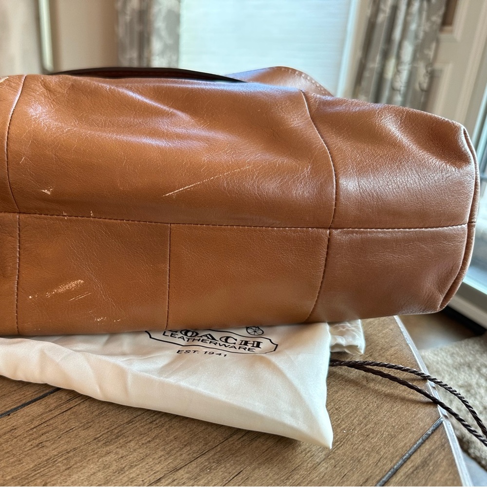 Coach Kristen pleated convertible satchel. Caramel color. - Picture 5 of 13